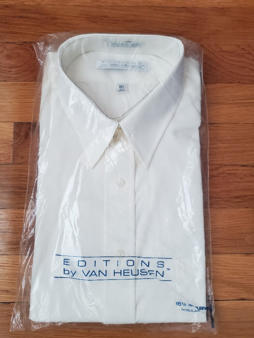 Van Heusen Cream Men's Dress Shirt - Half Sleeve, Neck 16 1/2